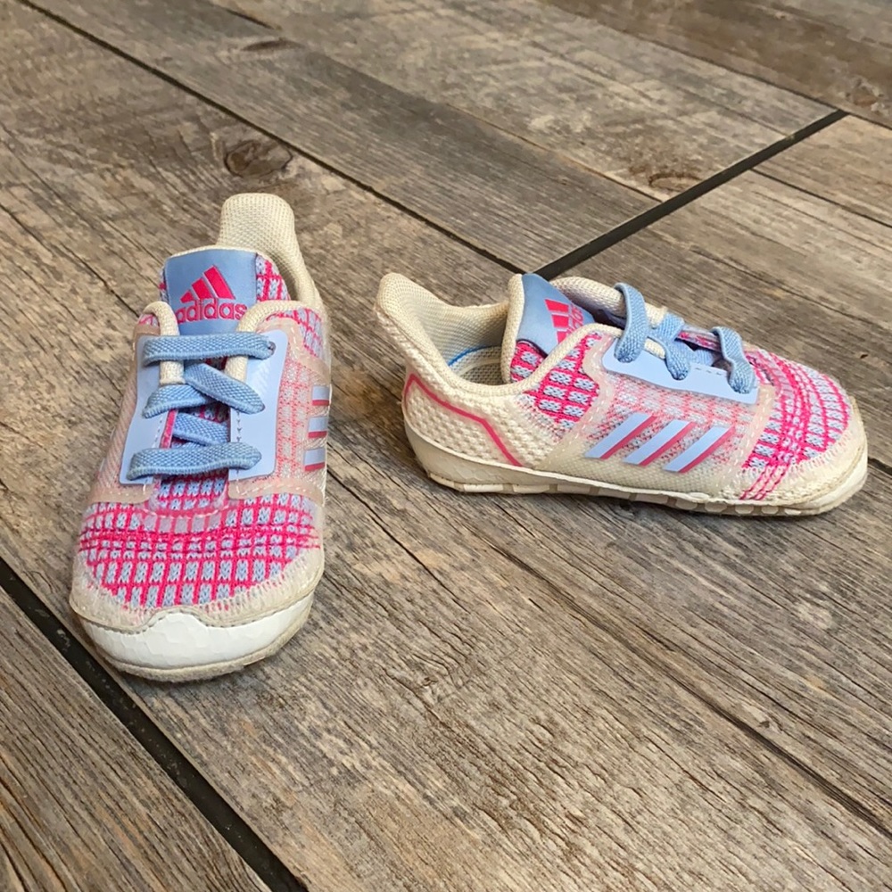 Pink / Light Blue / White adidas Baby Ultracrib Walker Sneakers - Size 3